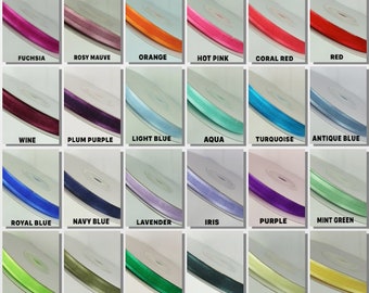 3/8" Organza SATIN EDGE Sheer Ribbon 100% nylon Choose Color & Yards Amount