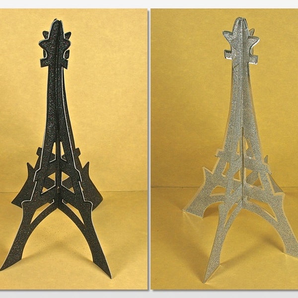 3-D Glittered EIFFEL Tower CARDBOARD Cut-out 12" Tall x 8" Wide choose color (CLOSEOUT)