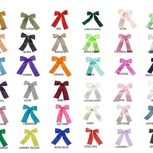 Set of 5 Pre-made Satin Bows with Wire Tie Included Choose Color And Ribbon width 3/8", 5/8", 7/8" or 1-1/2"