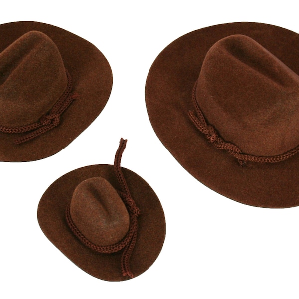 Mini BROWN Felt COWBOY HAT Western Wedding Party Favor Choose Size & Package Amount