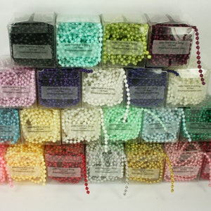 4MM Faux Pearl Plastic Craft BEADS on a String - 18 Feet in a BOX - Choose Color