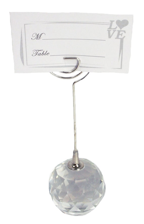 Porte-carte ou porte-photo en forme de boule de cristal à facettes 12,7 cm  de haut