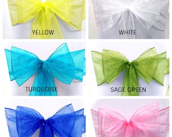 1-100 Organza Sashes Chair Cover Bow Sash Fuller Wider Bows Wedding Party Decor 1-100 Organza Sashes Chair Cover Bow Sash Fuller Wider Bows Wedding Party Decor