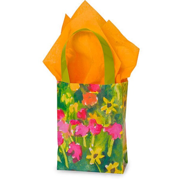 WATERCOLOR GARDEN Design Plastic JEWEL Size 4"x2"x5.25" Gift Bag Choose Package amount