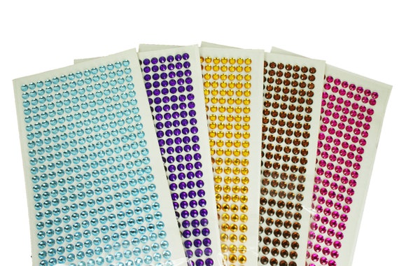 Pack of 490 Pieces Rhinestone Stickers 6MM Round Bling Gemstone Self  Adhesive Acrylic Stickers