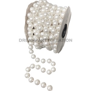 WHITE 10mm String Faux Pearl Beads Choose Length