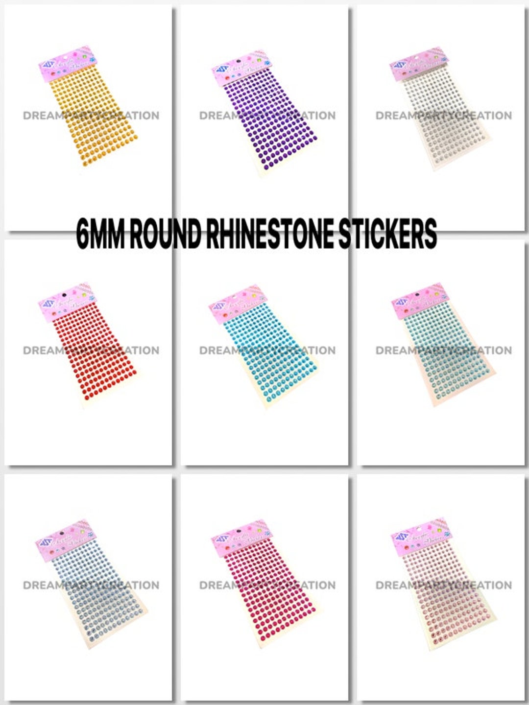 6MM ROUND Gemstone 225 Pieces Self Adhesive Acrylic Rhinestones ...