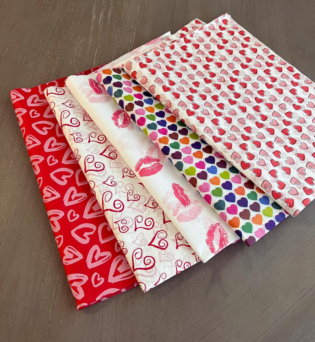 VALENTINE HEARTS Tissue Paper Assortment Gift Grade Sheets Choose Size ...
