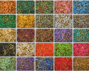 Paper Shred with METALLIC GOLD Trim for Packaging Gift Box / Basket Filler Choose Color & Package amount