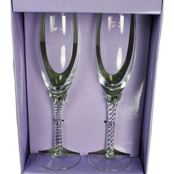 Champagne Glasses With Twisted Stems Etsy