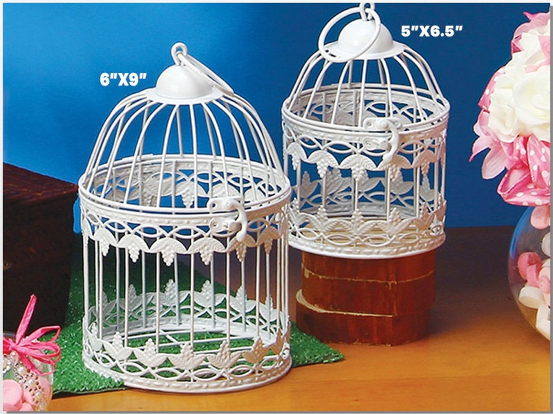 Small Decorative White Metal Bird Cage GRAPE LEAF Design Etsy