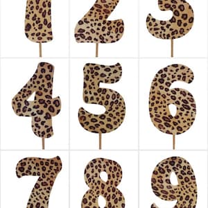 LEOPARD Print Design Birthday NUMBER Cake Topper 5.5&quot; Tall Choose Number