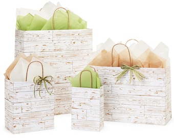 DISTRESSED WOOD Design Print Party Gift Bag Only Choose Size & Package Amount