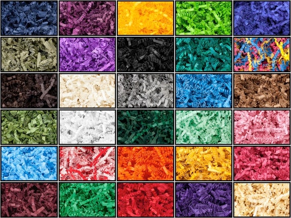 Custom /& Unique {8 Ounces} of Crinkle Cut Shredded Gift Basket Filler Paper Made from Cardstock w//Fancy Vibrant Matte /& Metallic Holiday Mix Valentines Day Xmas Scatter Design Red /& Silver