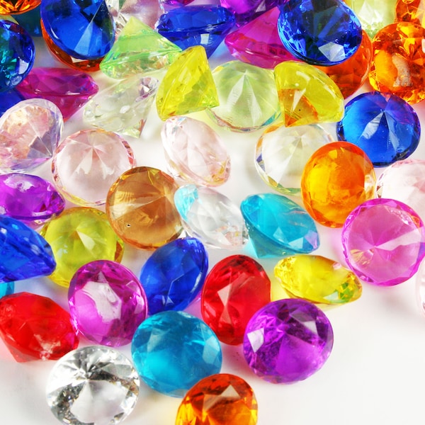 Bulk Pirate Gems ACRYLIC Plastic DIAMOND Shape Assorted colors in Bag CHOOSE Amount in Option Box