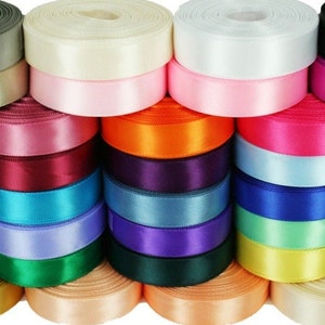 Pack of 41 Colors Rolled up 7/8&quot; SINGLE FACE SATIN Ribbon 100% Polyester Bulk Buy! Choose Yards Per Roll