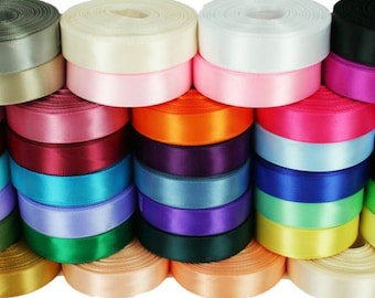Pack of 41 Colors Rolled up 7/8" SINGLE FACE SATIN Ribbon 100% Polyester Bulk Buy! Choose Yards Per Roll