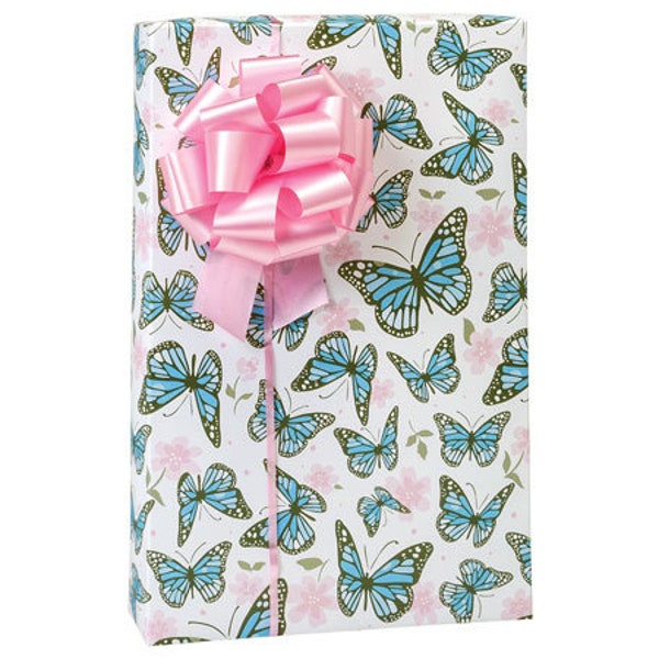 BUTTERFLY GARDEN Print Design 24" Gift WRAPPING Paper Choose Length Amount