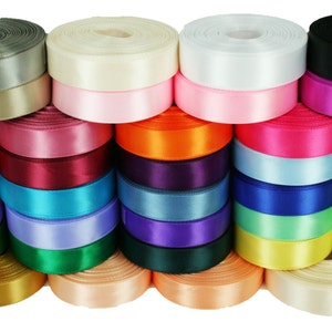 Rolled up 7/8&quot; SINGLE FACE SATIN Ribbon 100% Polyester Choose Color & Yards