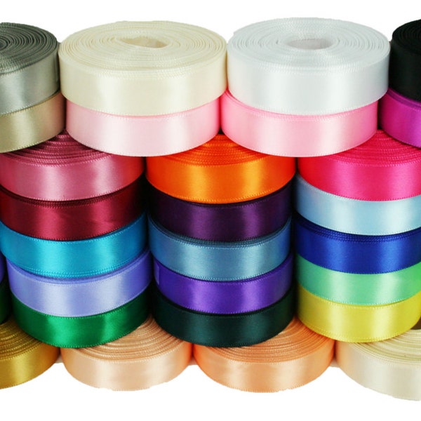 Rolled up 7/8" SINGLE FACE SATIN Ribbon 100% Polyester Choose Color & Yards