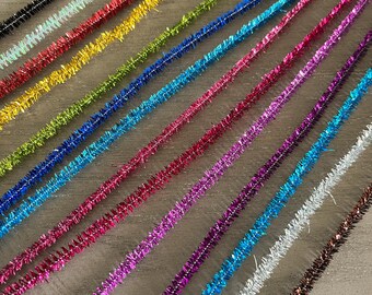 135 Chenilles Tinsel (pipe Cleaners) 12 Pouces - Argent, Or, Rouge, Vert - Lot De 3x45 - Neuf