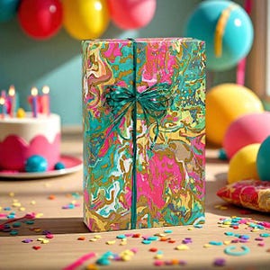 MARBLE SPLASH Print Design 24" Gift WRAPPING Paper Choose Length Amount