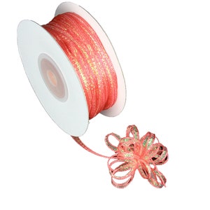 1/8" Nylon Iridescent CORAL Pull String Bow Ribbon- 50 Yards (CLOSEOUT)