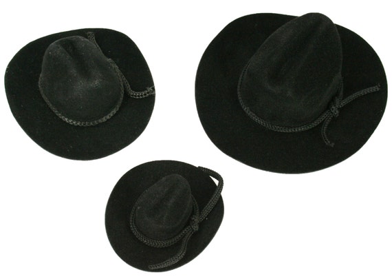 Mini BLACK Felt COWBOY HAT Western 