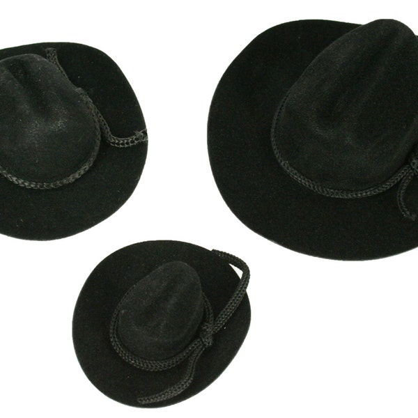 Mini BLACK Felt COWBOY HAT Western Wedding Party Favor Choose Size & Package Amount