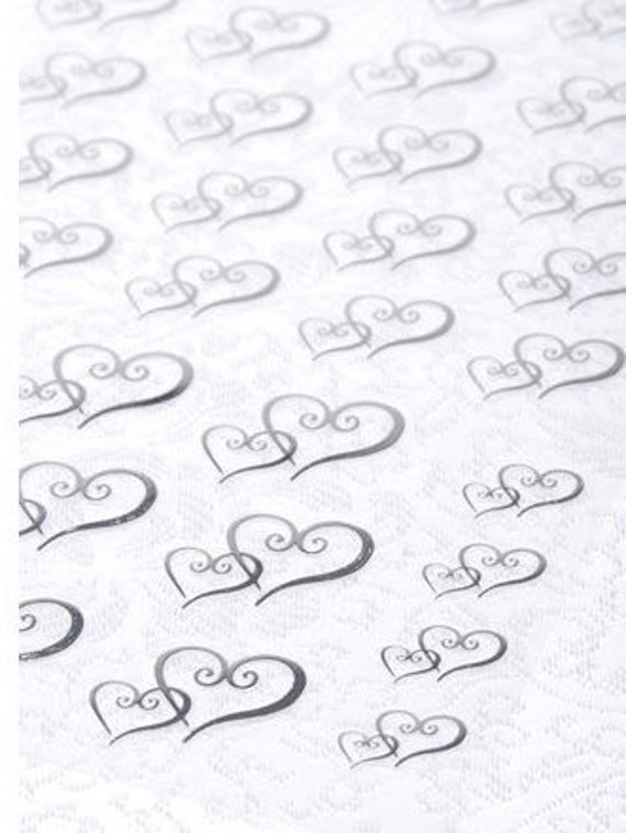 50 SILVER ASSORTED Sizes Double Hearts Swirl Print Transparent Stickers  Wedding Round Envelope Transparent Stickers (CLOSEOUT)