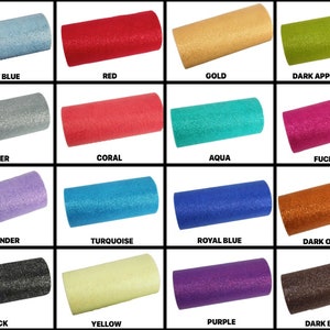 6" GLITTER Sparkle Quality TULLE Roll 25 Yards Choose Color (CLOSEOUT)