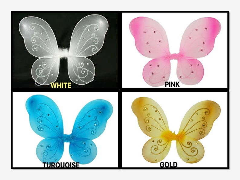 Set of 10 Butterfly Fairy Costume WINGS CHOOSE Color 17 by 13 Bulk Buy !!! 17 x 13