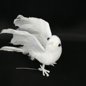 Artificial Doves (5 Inch Wingspan) White Flocked Body and Natural Feather Wings and Tail Choose Package Count