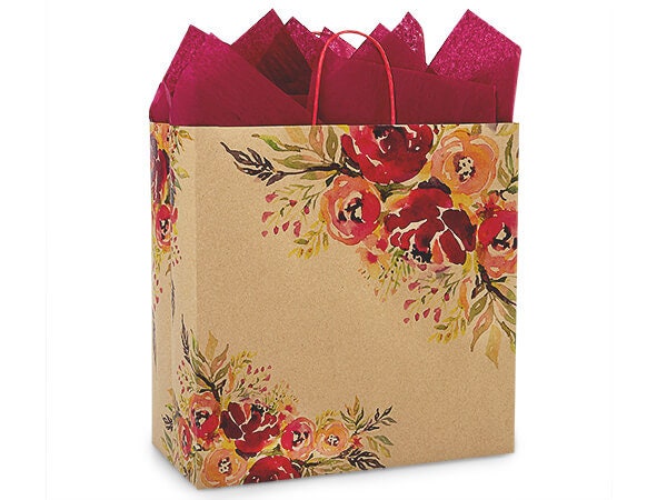 ROMANTIC BLOOMS Design Shopping Gift Paper bag ONLY Choose Size Package Amount Etsy