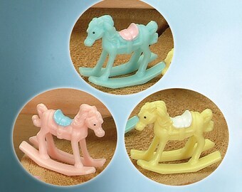 Pack Of 5 Mini ROCKING HORSE Baby Shower Party Favor (1 Inch Tall) Choose Color