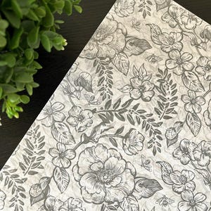GRAY TIMELESS FLORAL Design Gift Grade Tissue Paper Sheets Choose Size & Package Amount