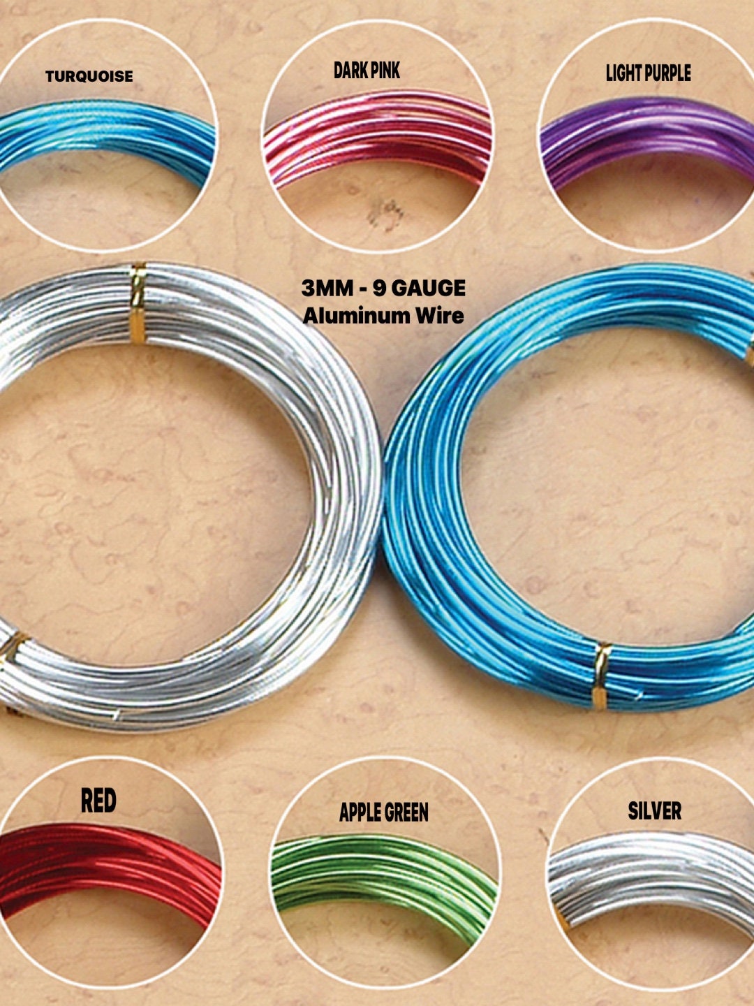 1 Roll 0.8mm 1mm 1.5mm 2mm 2.5mm Aluminum Jewellery Craft Wire 9 COLOUR  CHOICE