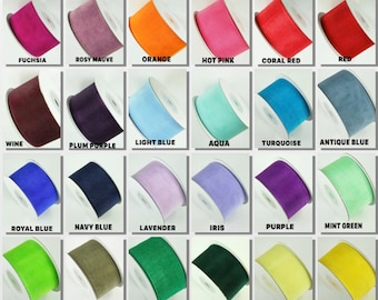 PLAIN 1-1/2" Organza PLAIN Sheer Ribbon 100% nylon Choose Color & Yards Amount