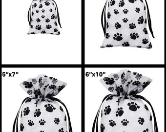 paw print drawstring bag