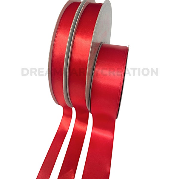 RED Single Face Satin Ribbon Choose 5/8", 7/8" or 1-1/2" & Yards Amount