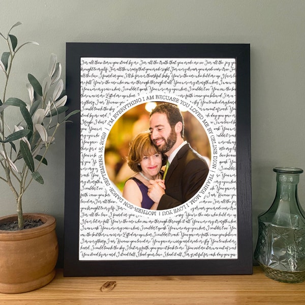 Personalized Photo Gift for Mom- Customize Song Lyrics and Add a Picture Now or Later, Sentimental Gifts for Mom from Son on Mothers Day