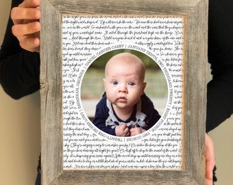 First Fathers Day Gift- Meaningful Gift for First Time Dad, Framed picture with song lyrics, Baby Stats, For Daddys Office, Framed Gift