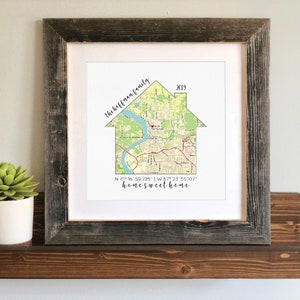 Home Coordinates Sign- GPS Coordinates Gift, Realtor Gifts, Closing Gift for settlement day, personalized house map print, Moving Gift