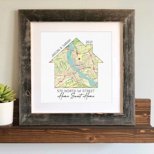 Realtor Closing Gift- Custom Housewarming Gift, Home Sweet Home Print, Custom House Map, Moving In Together, Home Address Map, House Map