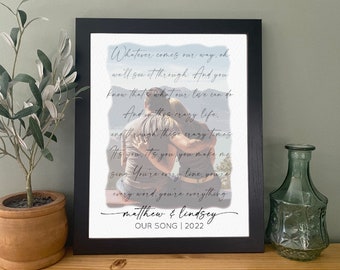 Wedding Day Gift for Him- Watercolor Picture with Favorite Song Lyrics | Sentimental Gifts for Her | Groom Gift from Bride | Bride Gift