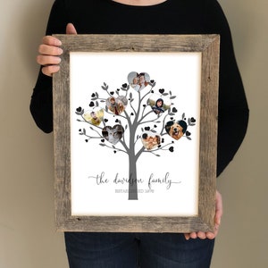 Family Tree with Last Name and Pictures of Family Gift for Mom from siblings, 70th Birthday Gift for Her, Grandma Gifts, Family Picture image 1