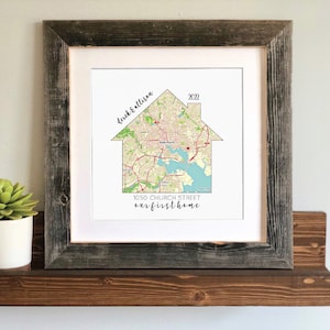 Cadeaux de pendaison de crémaillère personnalisés, Carte de maison personnalisée, Cadeau pour la première maison d'un couple, Home Sweet Home, Notre première maison, Carte de la maison, Nouvelle maison