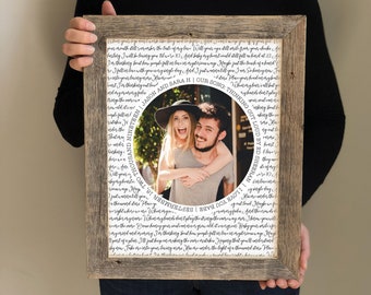 Framed Song Lyrics- Valentines Gift for Her, Husband Valentines Gift Ideas, Gifts for Him, Song lyrics Print, Meaningful VDay Gifts,