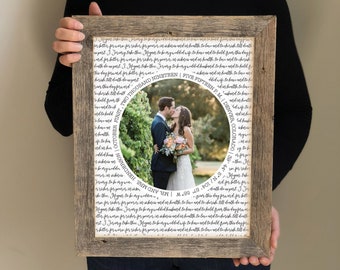 10 Year Anniversary Gift- One Year Anniversary Gift, Custom Framed Song Lyrics with Picture, 1st Anniversary Paper Gift,  5 Year Anniversary