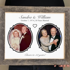 Anniversary Gift for Parents, Then and Now Picture Frame, 50th Anniversary Gift, Gift for Parents Golden Anniversary, Double Picture Frame